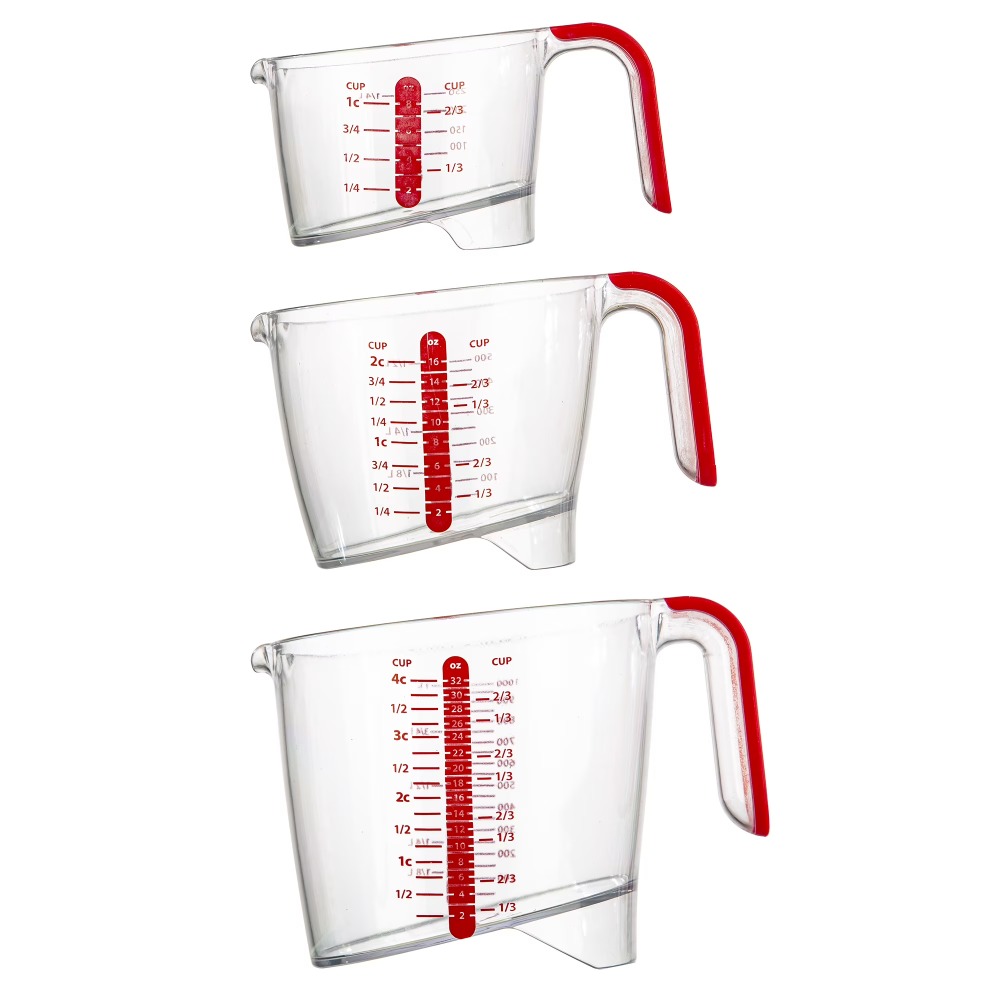 Kitchen Glass Baking Set - Set di 3 misurini per liquidi