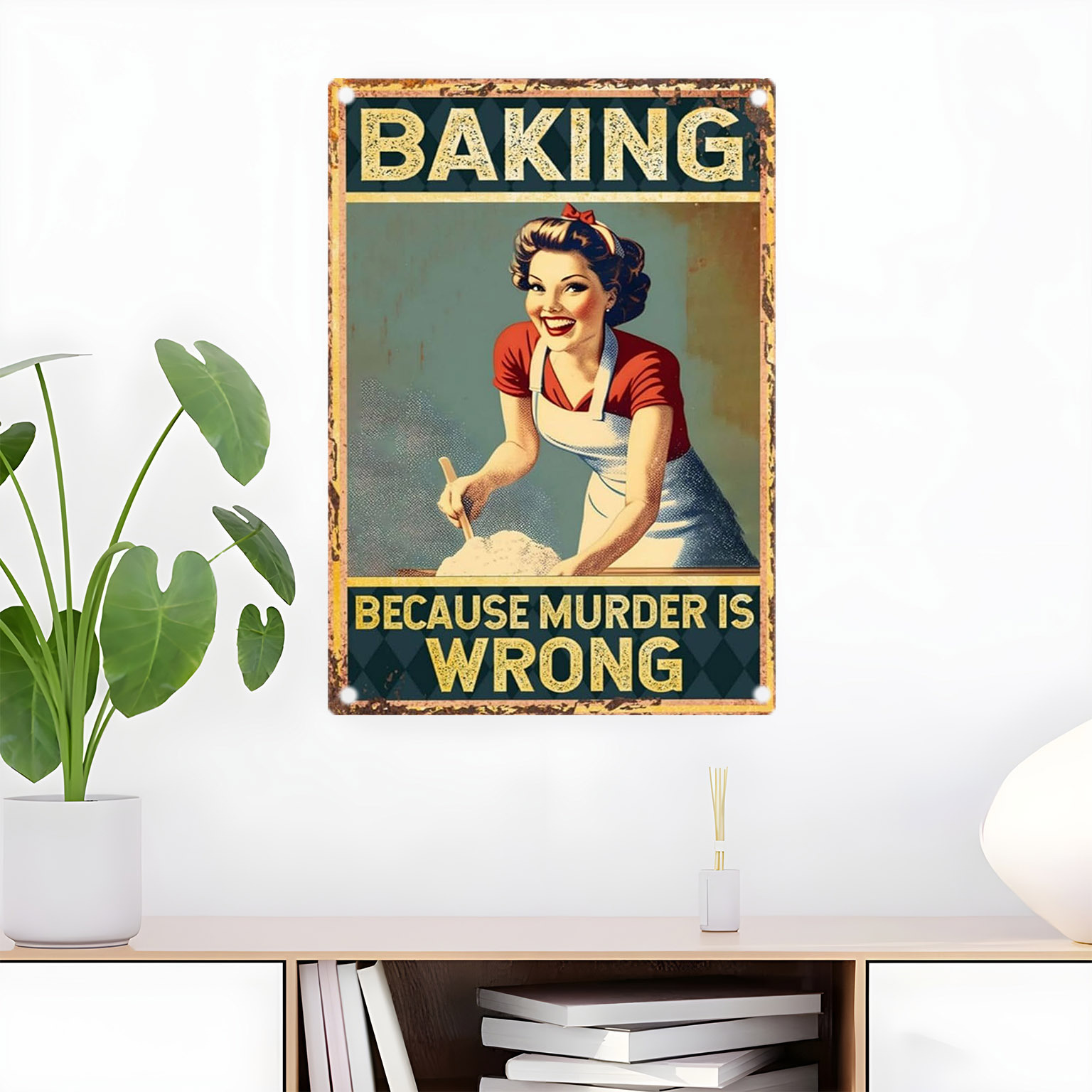 Kitchen Baking Quotes - Insegna Decorativa in Metallo con Citazione