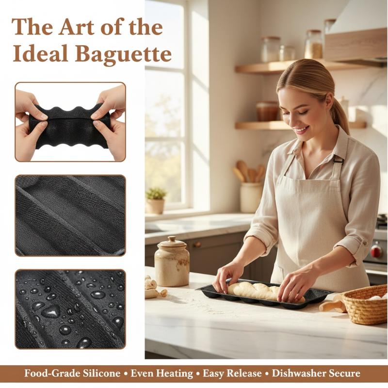 Kitchen Essentials Baking Tray - Teglia Antiaderente per 5 Panini Hoagie,