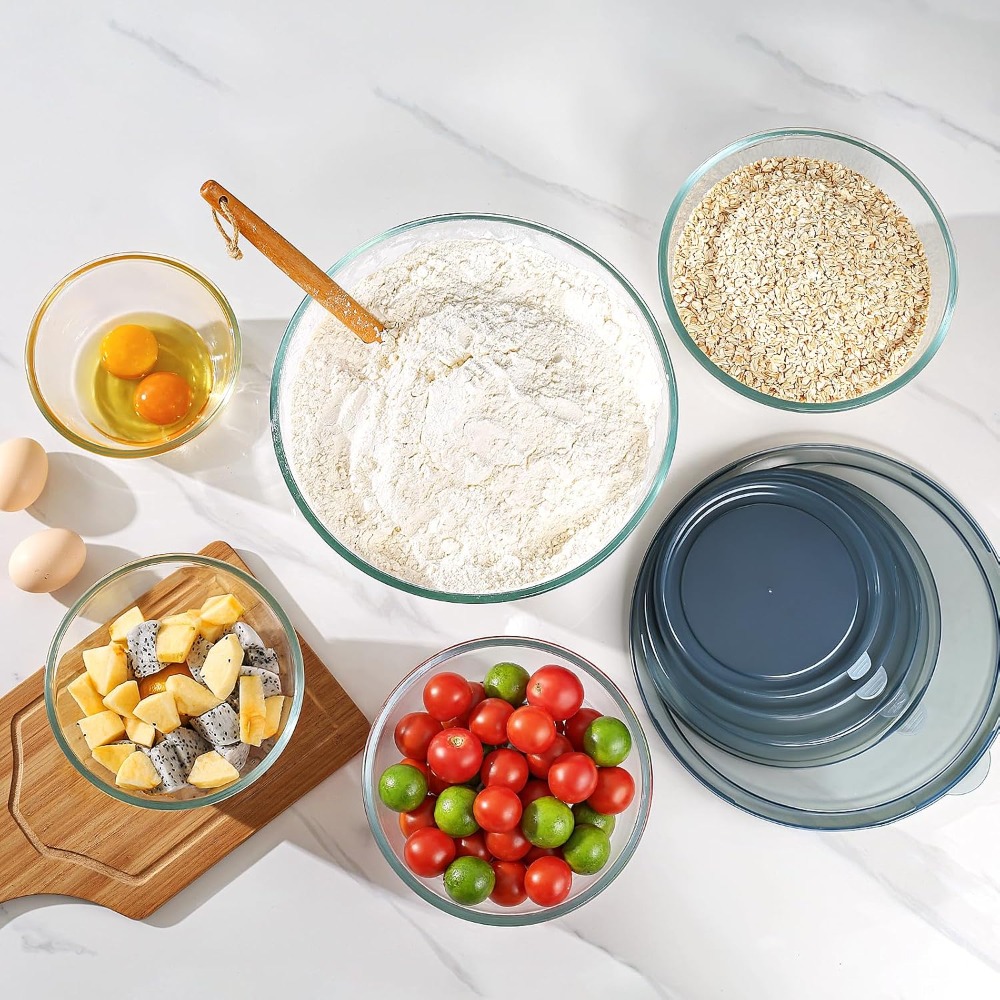 Ciotole in vetro con coperchi, - Kitchen Glass Baking Set recensione e prezzo